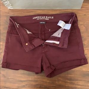 Stretchy Burgandy American Eagle shorts